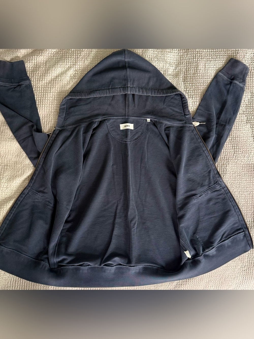 Buck Mason Alpine Fleece Full Zip Hoodie XL Faded Navy BM15014 - Picture 8 of 13